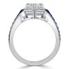 Blue Sapphire Heart Halo Wedding Ring - 925 Sterling Silver
