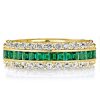 Triple Row White & Green Created Emerald Eternity Band - 18K Gold Plated Sterling Silver