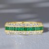 Triple Row White & Green Created Emerald Eternity Band - 18K Gold Plated Sterling Silver