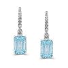 Sterling Silver Aquamarine Drop Earrings for Women - Leverback Dangle Earrings