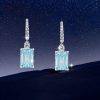 Sterling Silver Aquamarine Drop Earrings for Women - Leverback Dangle Earrings