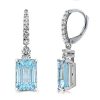Sterling Silver Aquamarine Drop Earrings for Women - Leverback Dangle Earrings