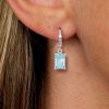 Sterling Silver Aquamarine Drop Earrings for Women - Leverback Dangle Earrings