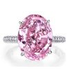 Pink Oval Sapphire Engagement Ring - Sterling Silver Promise Ring