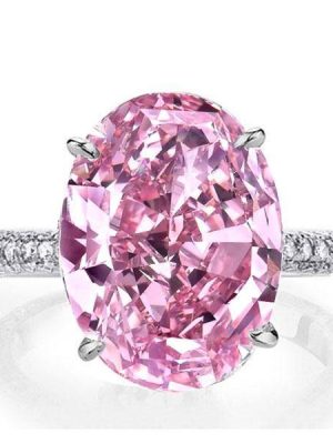 Pink Oval Sapphire Engagement Ring - Sterling Silver Promise Ring