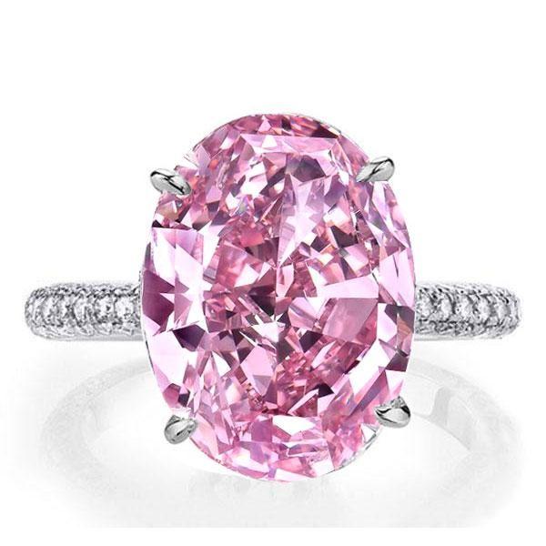 Pink Oval Sapphire Engagement Ring - Sterling Silver Promise Ring