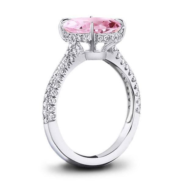 Pink Oval Sapphire Engagement Ring - Sterling Silver Promise Ring