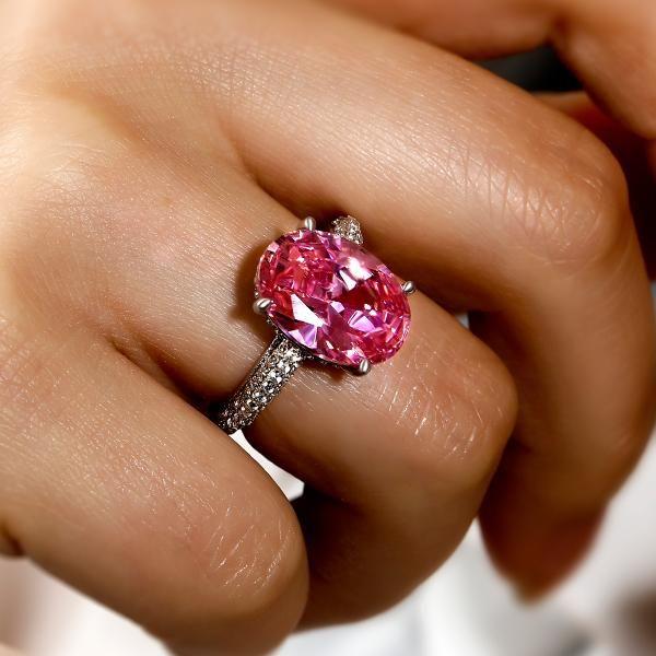 Pink Oval Sapphire Engagement Ring - Sterling Silver Promise Ring