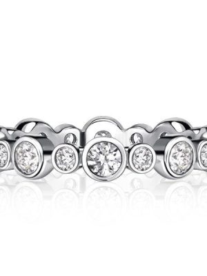 Sterling Silver Round Cut Eternity Band Ring - Bezel Set 0.78 CT. TW.
