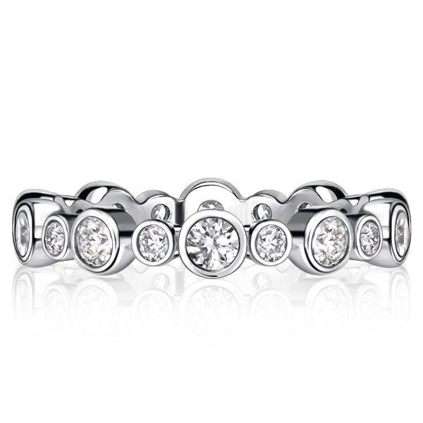 Sterling Silver Round Cut Eternity Band Ring - Bezel Set 0.78 CT. TW.