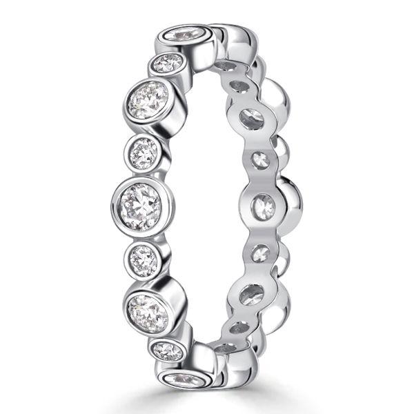 Sterling Silver Round Cut Eternity Band Ring - Bezel Set 0.78 CT. TW.