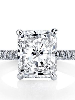 Radiant Cut White Sapphire Solitaire Engagement Ring - 925 Sterling Silver