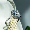 Radiant Cut White Sapphire Solitaire Engagement Ring - 925 Sterling Silver