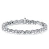 White Sapphire Tennis Bracelet in Sterling Silver - Offset Design