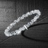 White Sapphire Tennis Bracelet in Sterling Silver - Offset Design