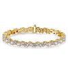 White Sapphire Tennis Bracelet in Sterling Silver - Offset Design