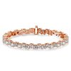 White Sapphire Tennis Bracelet in Sterling Silver - Offset Design