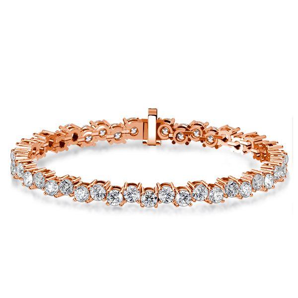 White Sapphire Tennis Bracelet in Sterling Silver - Offset Design