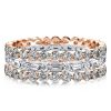 Two Tone Rose Gold Stackable Eternity Band Set with Simulated Diamond Stones