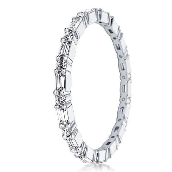 Two Tone Rose Gold Stackable Eternity Band Set with Simulated Diamond Stones