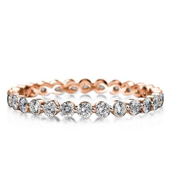 Two Tone Rose Gold Stackable Eternity Band Set with Simulated Diamond Stones
