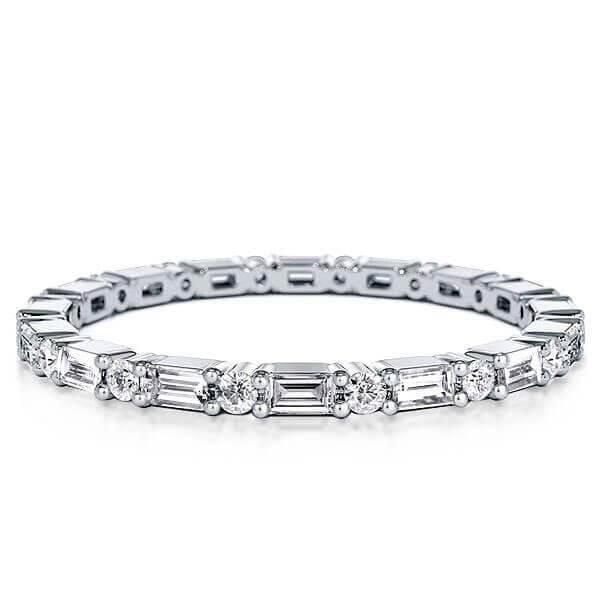 Two Tone Rose Gold Stackable Eternity Band Set with Simulated Diamond Stones