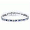 Blue Sapphire Tennis Bracelet for Women - Round Cut Sterling Silver