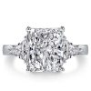 Three Stone Radiant Cut Engagement Ring in Sterling Silver with High-Carat Center Stone