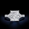 Three Stone Radiant Cut Engagement Ring in Sterling Silver with High-Carat Center Stone