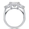 Three Stone Radiant Cut Engagement Ring in Sterling Silver with High-Carat Center Stone