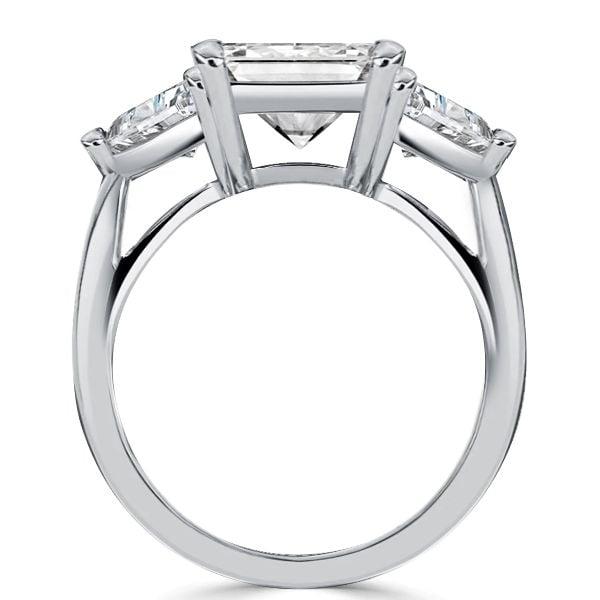 Three Stone Radiant Cut Engagement Ring in Sterling Silver with High-Carat Center Stone
