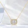 Cushion Cut White Sapphire Halo Pendant Necklace for Women - Sterling Silver