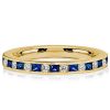 Princess Cut Blue and White Diamond Half Eternity Band in 18K Gold Plated Sterling Silver