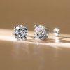 Classic 4 Prong Created White Sapphire Stud Earrings in Sterling Silver (4.00 CTW)