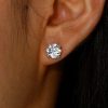 Classic 4 Prong Created White Sapphire Stud Earrings in Sterling Silver (4.00 CTW)