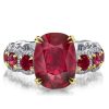 Two-Tone Oval Ruby Engagement Ring - Sterling Silver & Yellow Gold