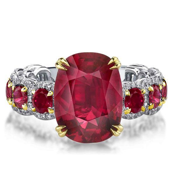 Two-Tone Oval Ruby Engagement Ring - Sterling Silver & Yellow Gold