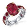 Two-Tone Oval Ruby Engagement Ring - Sterling Silver & Yellow Gold