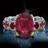 Two-Tone Oval Ruby Engagement Ring - Sterling Silver & Yellow Gold