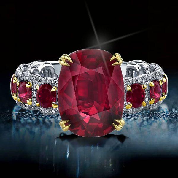 Two-Tone Oval Ruby Engagement Ring - Sterling Silver & Yellow Gold