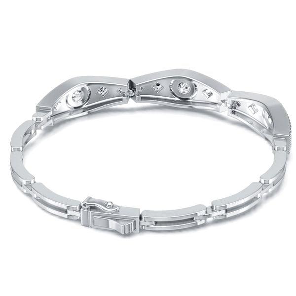 Art Deco Blue and White Sapphire Tennis Bracelet in 925 Sterling Silver
