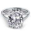 Oval White Sapphire Engagement Ring - Split Shank Sterling Silver
