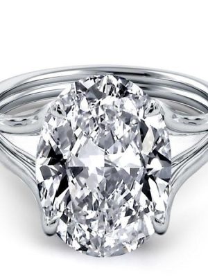 Oval White Sapphire Engagement Ring - Split Shank Sterling Silver