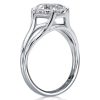 Oval White Sapphire Engagement Ring - Split Shank Sterling Silver