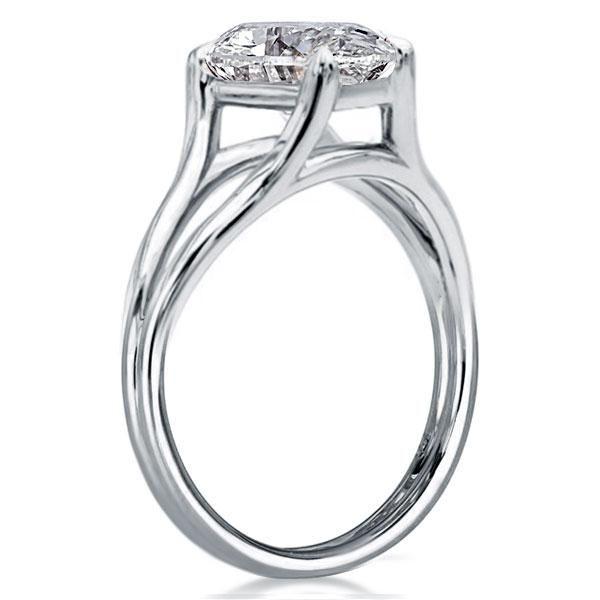 Oval White Sapphire Engagement Ring - Split Shank Sterling Silver