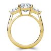 Three Stone Radiant Cut Engagement Ring Set in 18K Gold Plated Sterling Silver
