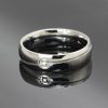 White Sapphire Titanium Wedding Band for Men - Silver Finish, 6mm