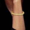 18K Gold Plated Sterling Silver Pave Setting Eternity Bangle Bracelet with High-Quality Stones