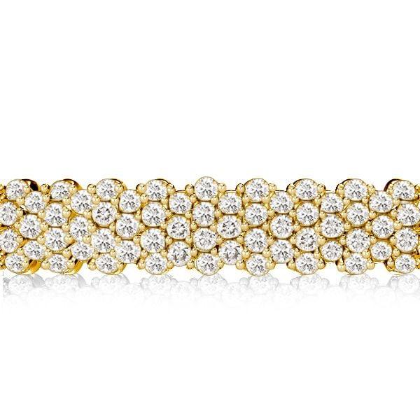 18K Gold Plated Sterling Silver Pave Setting Eternity Bangle Bracelet with High-Quality Stones