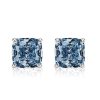 Blue Topaz Cushion Cut Stud Earrings in Sterling Silver with Rhodium Plating